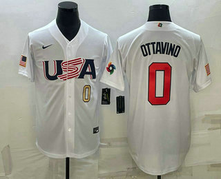 Mens USA Baseball #0 Adam Ottavino Number 2023 White World Baseball Classic Stitched Jerseys->2023 world baseball classic->MLB Jersey